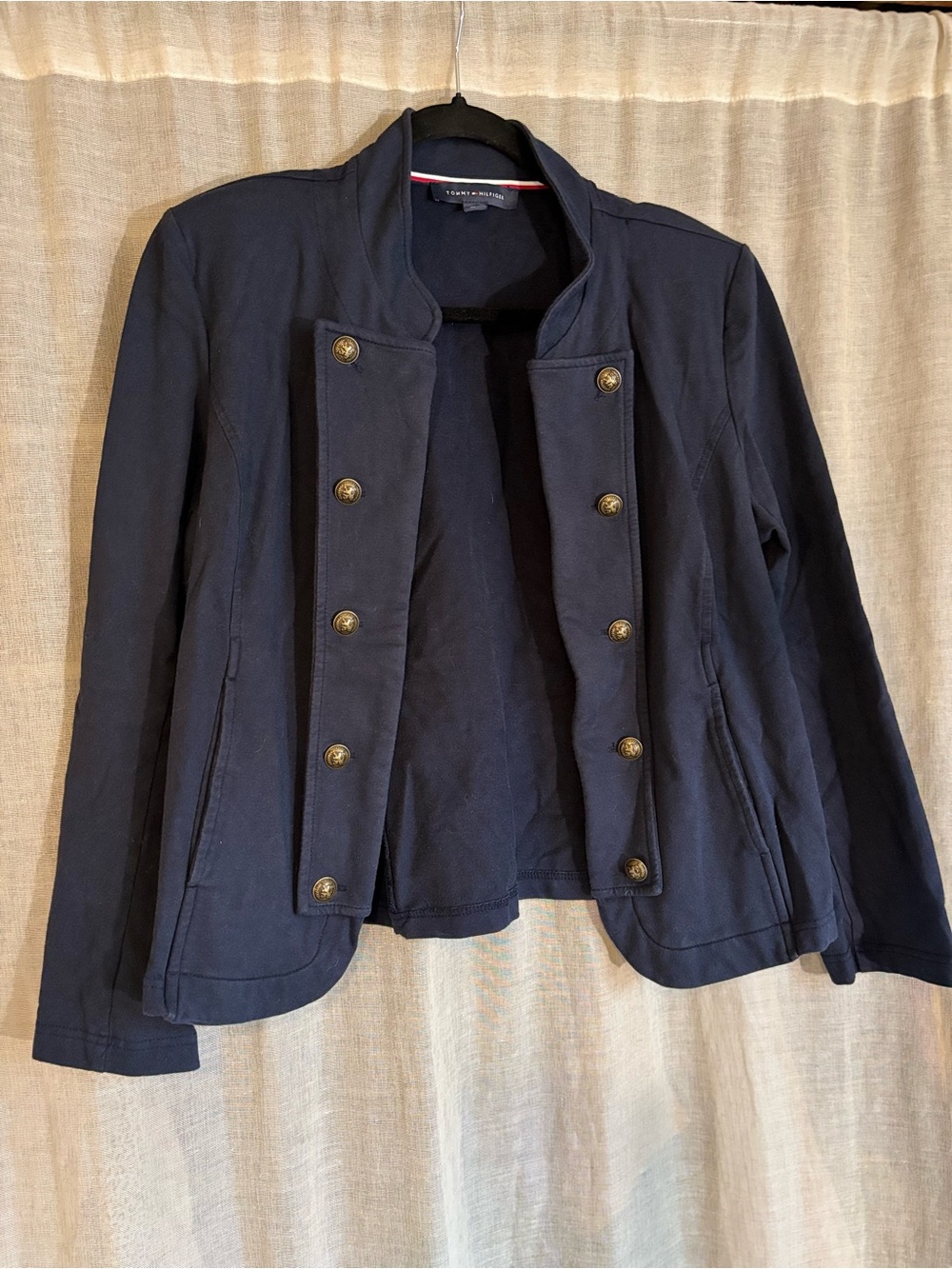 Tommy Hilfiger Navy Double-Breasted Military Blazer